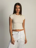 HARLOW RIBBED BABY TEE - CREAM CLEARANCE