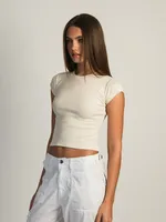 HARLOW RIBBED BABY TEE - CREAM CLEARANCE