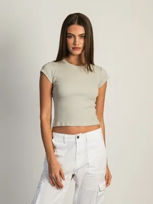 HARLOW RIBBED BABY TEE - ROCK CLEARANCE