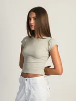 HARLOW RIBBED BABY TEE - ROCK CLEARANCE