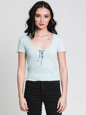 HARLOW POINTELLE SCOOP TEE