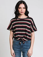 HARLOW LAYLA KNOTTED STRIPE TEE - CLEARANCE