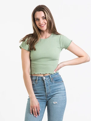 HARLOW ALLIE WAFFLE SOLID TEE - CLEARANCE