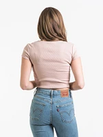 T-SHIRT À COL EN V FRONCÉ POUR FEMMES