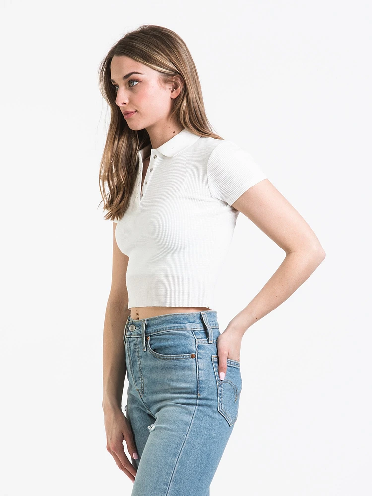 WOMENS WAFFLE SNAP HENLEY