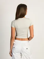 HARLOW RIBBED SEAMLESS TEE - ROCK CLEARANCE