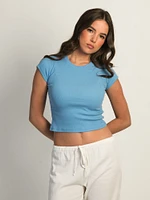 HARLOW ESSENTIAL RIBBED BABY TEE - ELECTRIC BLUE