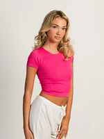 T-SHIRT HARLOW RIBBED SEAMLESS – ROSE NEON