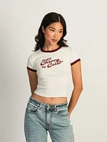 HARLOW CLARA PRINT RINGER TEE - CHERRY COLA