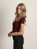 HARLOW SQUARENECK SEAMLESS TEE - BURGUNDY