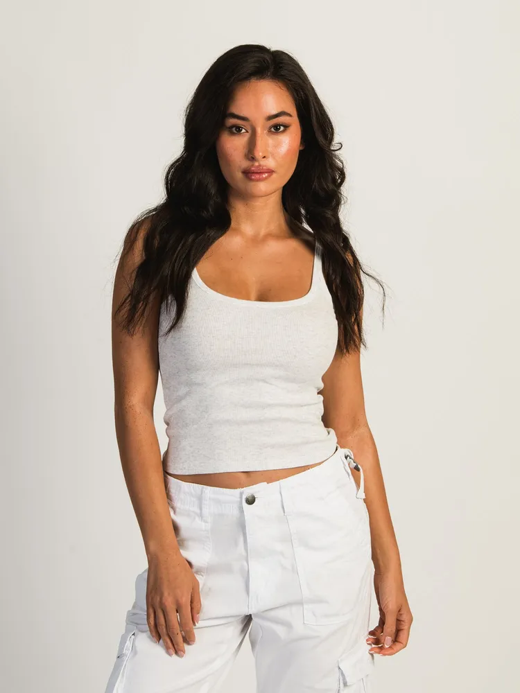 HARLOW SARAH MELANGE TANK - HEATHER CLOUD WHITE