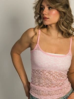 HARLOW LACEY TANK TOP - CHERRY BLOSSOM