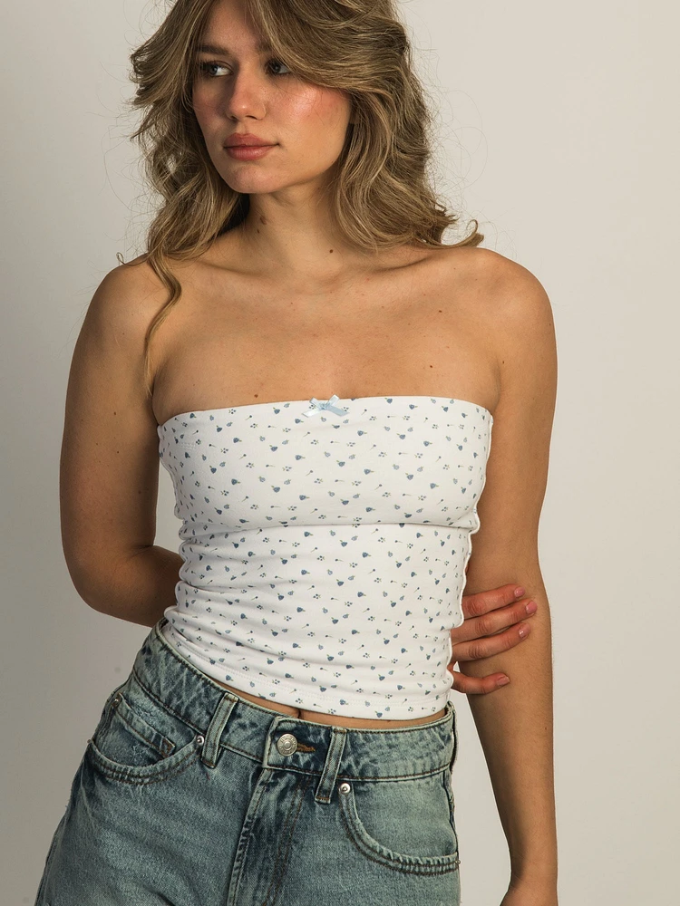 HARLOW BAILEY DITSY TUBE TOP - BLANC