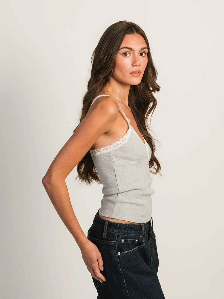 HARLOW LENI MELANGE TANK - HEATHER GREY