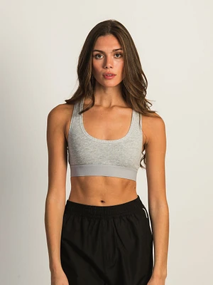 HARLOW RACERBACK MELANGE BRALETTE - HEATHER GREY