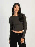 HARLOW RACHEL RUCHED LONG SLEEVE - CHARCOAL (ANTHRACITE)