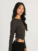 HARLOW RACHEL RUCHED LONG SLEEVE - CHARCOAL (ANTHRACITE)