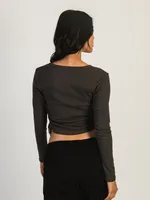 HARLOW RACHEL RUCHED LONG SLEEVE - CHARCOAL (ANTHRACITE)