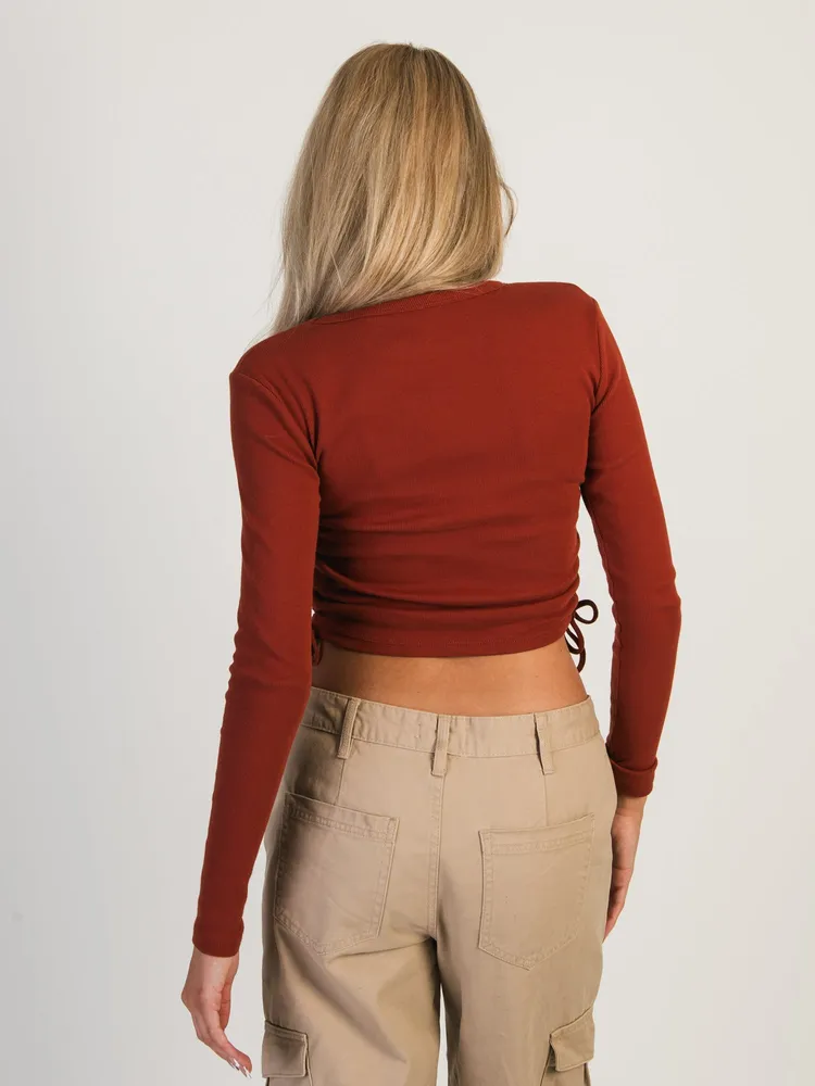 HARLOW RACHEL RUCHED LONG SLEEVE - CINNAMON