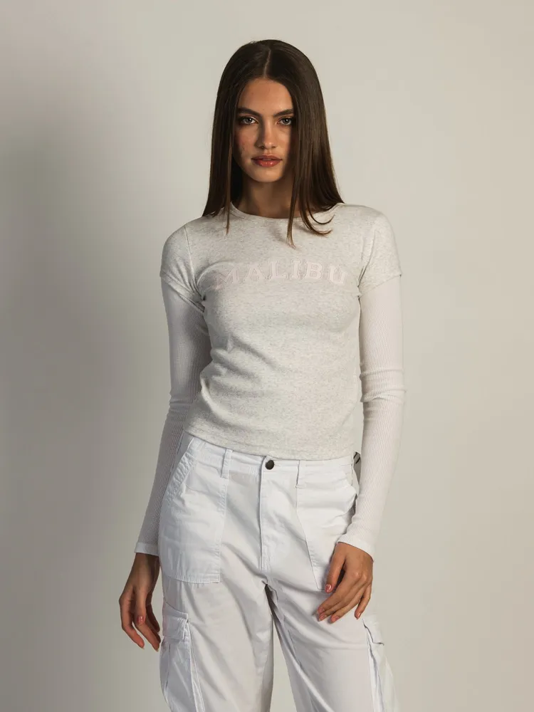 HARLOW TOMMY MELANGE LONG SLEEVE - HEATHER CLOUD WHITE