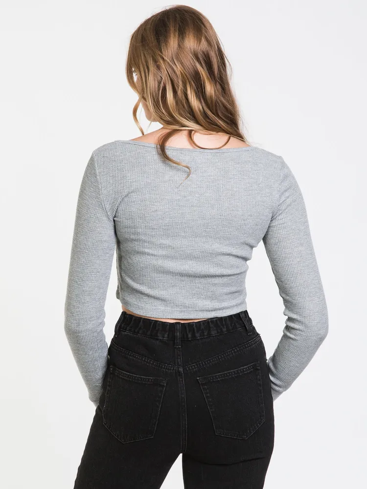 HARLOW KYLIE LONG SLEEVE NOTCH TEE - CLEARANCE
