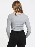 HARLOW KYLIE LONG SLEEVE NOTCH TEE - CLEARANCE