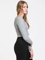HARLOW KYLIE LONG SLEEVE NOTCH TEE - CLEARANCE