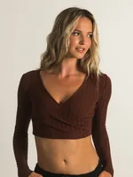 HARLOW POINTELLE LONG SLEEVE CROSSOVER - CLEARANCE