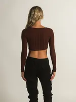 HARLOW POINTELLE LONG SLEEVE CROSSOVER - CLEARANCE