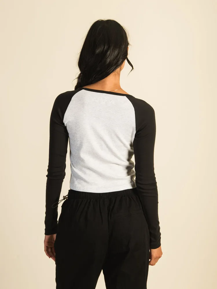 HARLOW BLAIR LONG SLEEVE RAGLAN MELANGE - CLOUD