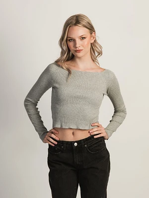 HARLOW LENNON MELANGE LONG SLEEVE - HEATHER GREY