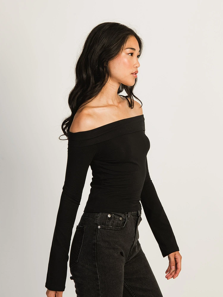 HARLOW KAITLYN OFF-THE-SHOULDER LONG SLEEVE - NOIR