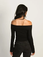 HARLOW KAITLYN OFF-THE-SHOULDER LONG SLEEVE - NOIR