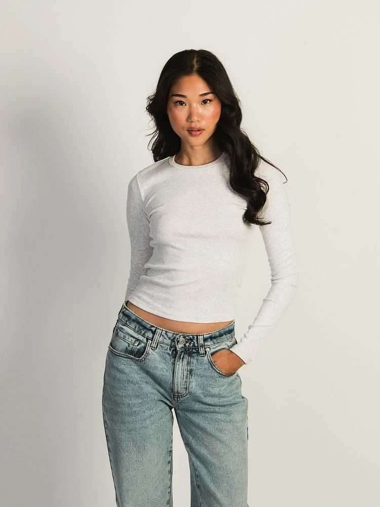 HARLOW ESSENTIAL LONG SLEEVE MELANGE CREWNECK - CLOUD