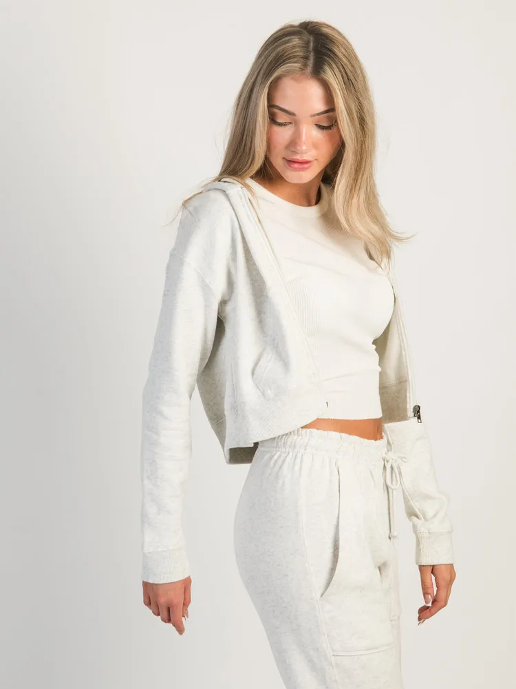 HARLOW JOSIE ZIP UP MELANGE HOODIE - CLOUD