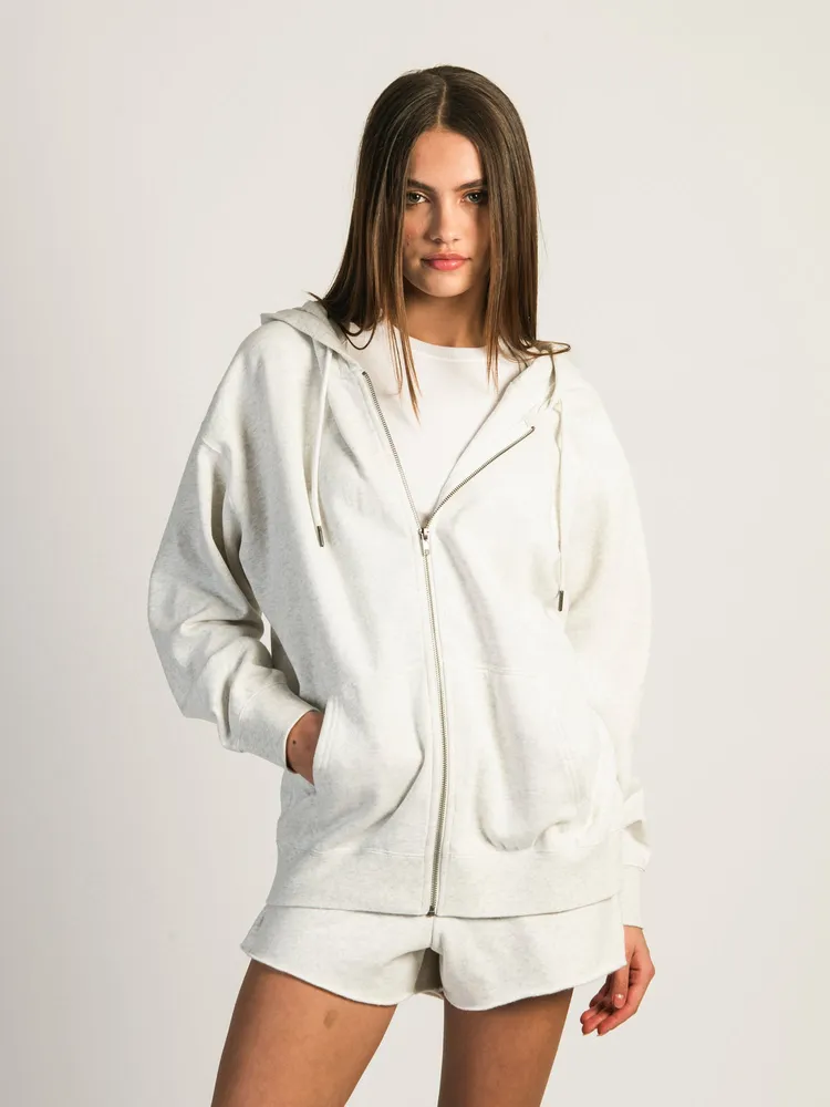 HARLOW MARIAH MELANGE ZIP HOODIE - HEATHER CLOUD WHITE