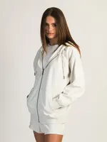 HARLOW MARIAH MELANGE ZIP HOODIE - HEATHER CLOUD WHITE