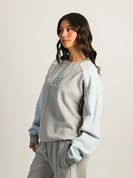 HARLOW ROXY EMBROIDERED CREWNECK - HEATHER GREY