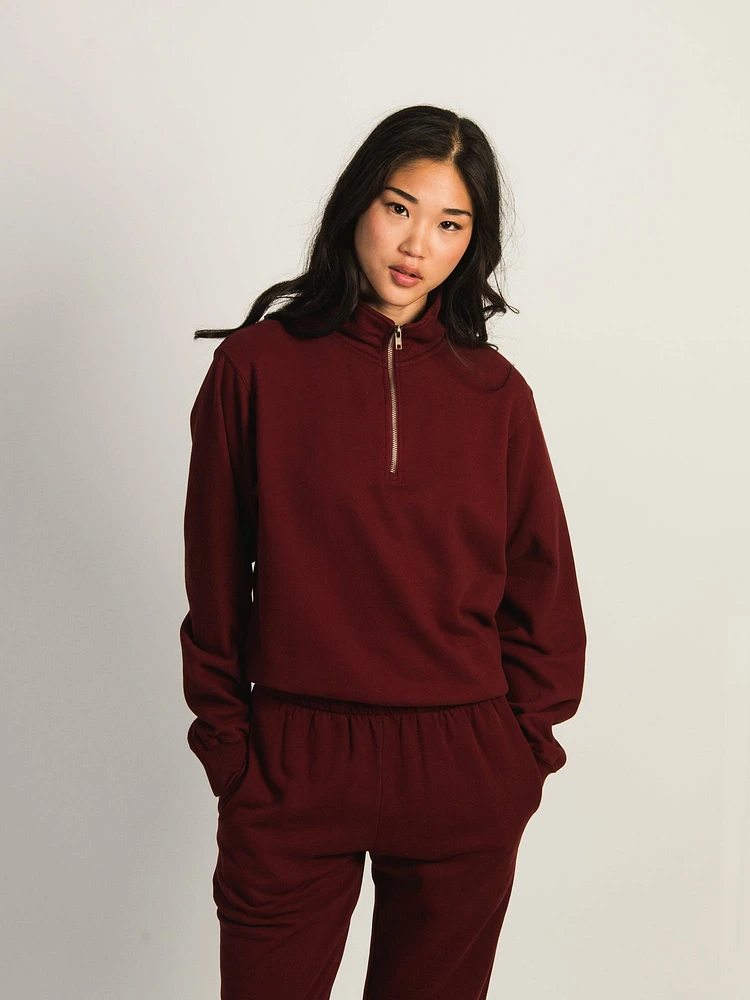 CHANDAIL ¼ ZIP HARLOW QUINN - BORDEAUX