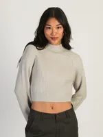 HARLOW SADIE MOCKNECK SWEATER - HEATHER GREY