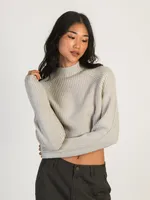 HARLOW SADIE MOCKNECK SWEATER - HEATHER GREY