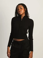 HARLOW RIBBED MOCKNECK ZIP UP