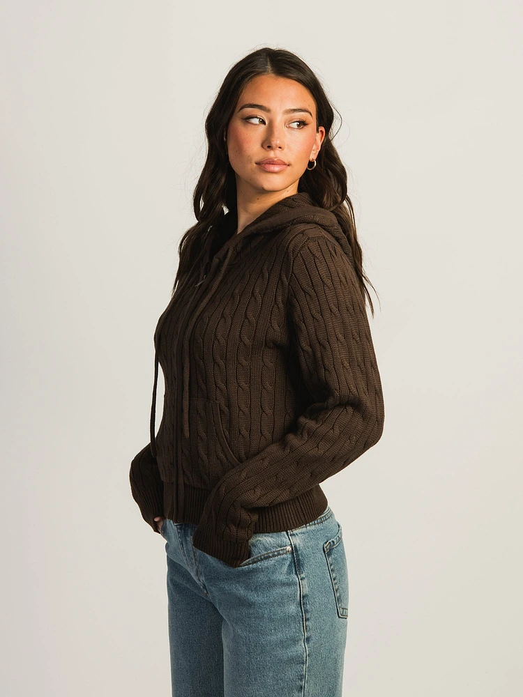 HARLOW MAUDE CABLE KNIT ZIP UP