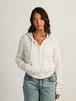 CHANDAIL ZIPPÉ EN TRICOT TORSADÉ HARLOW MAUDE - BLANC CASSÉ