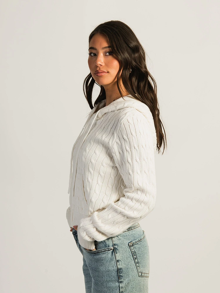 CHANDAIL ZIPPÉ EN TRICOT TORSADÉ HARLOW MAUDE - BLANC CASSÉ