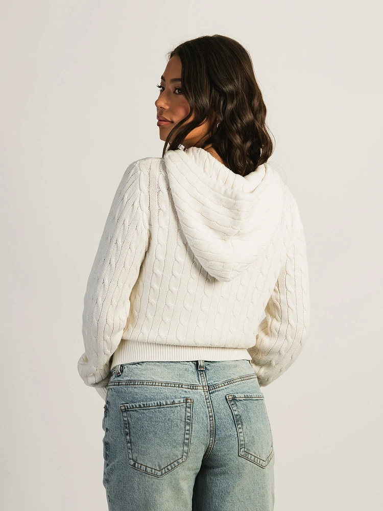 CHANDAIL ZIPPÉ EN TRICOT TORSADÉ HARLOW MAUDE - BLANC CASSÉ
