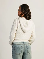 CHANDAIL ZIPPÉ EN TRICOT TORSADÉ HARLOW MAUDE - BLANC CASSÉ