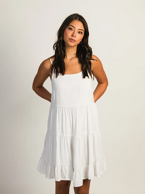 HARLOW TIERED LINED DRESS - WHITE