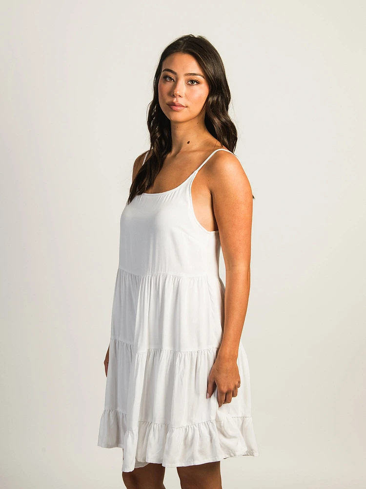 HARLOW TIERED LINED DRESS - WHITE