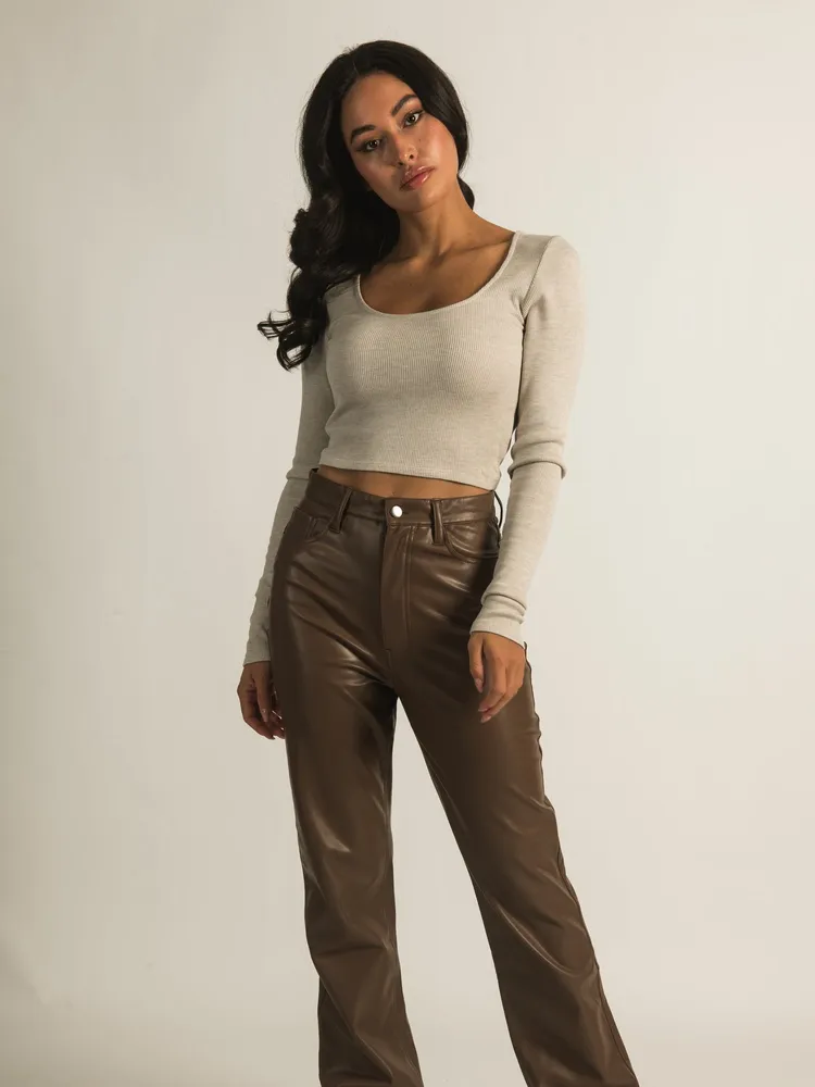 PANTALON HARLOW EN CUIR VÉGÉTALIEN À TAILLE HAUTE - DÉSTOCKAGE